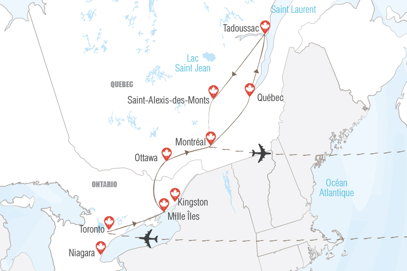 carte Canada Ontario et Quebec couleurs de l Est Hugh 20_333 736827