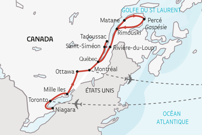 carte Canada de Niagara a la Gaspesie SH 2023_414 827378